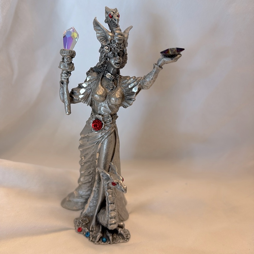 Stephen Tofano Rawcliffe Pewter Dragon Sorceress Queen Witch Miniature Figurine